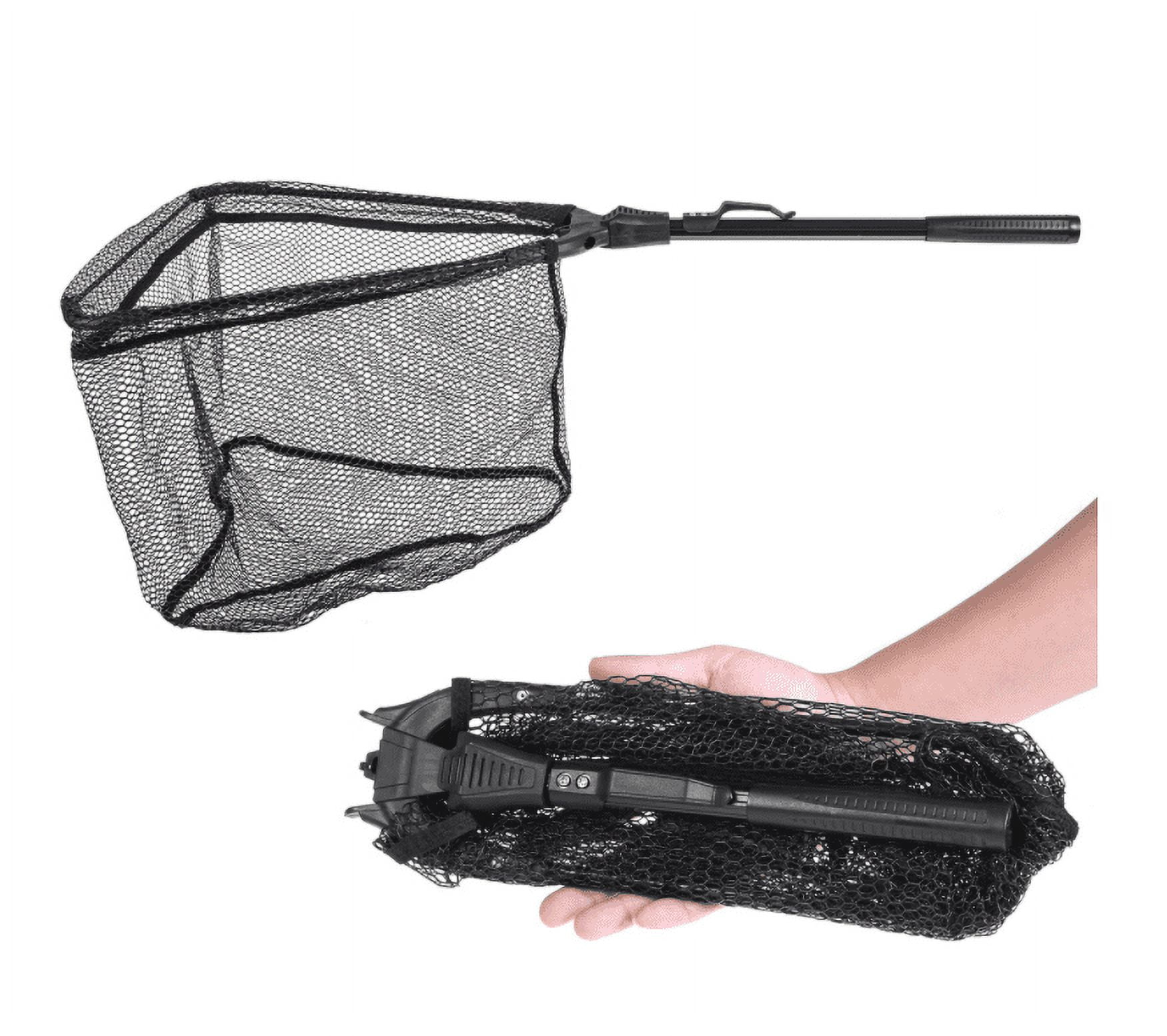2pcs Telescopic Alloy Tackle Handle Mesh Pole Catching Release with Folding  Landing Foldable Catch Kayak
