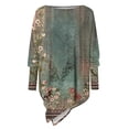 thumbnail image 5 of Pompotops Mode Femme Été Aguichant Pli Imprimé Régulier Femme Manches Longues Col Rond Bouton Haut Liquidation, 5 of 5