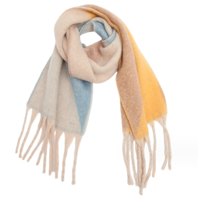 Bufanda cálida para mujer, chal colorido, suave y cómodo, elegante para clima frío, bufanda geométrica de jacquard con flecos, borlas de cola de cerdo