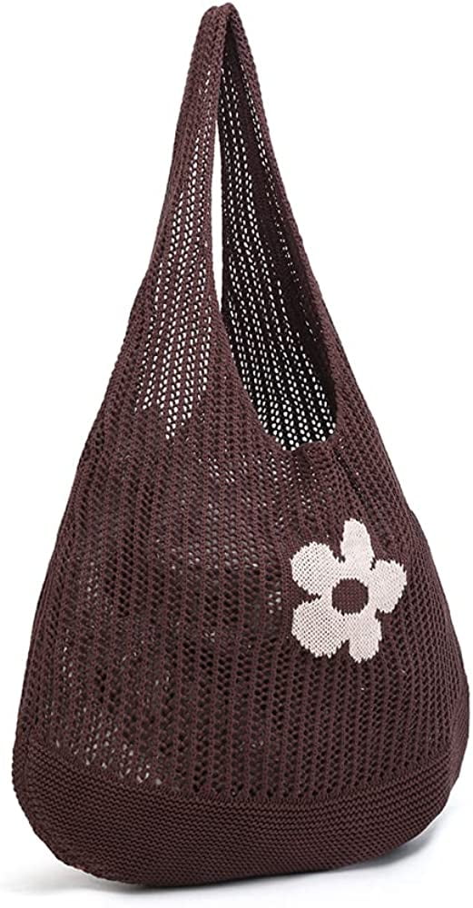 CoCopeaunts Womens Beach Tote Bags Shoulder Handbags knit bag Tote bag aesthetic Accessories for school Crocheted cute Tote bags