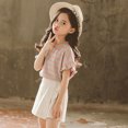 thumbnail image 6 of WOLLED 2PCS Kids Toddler Girls T-Shirt Outfit Teen Stripe Top Tees + Shorts Set Girls Short Sleeve Tees Outfit Summer Casual Versatile Tees Set for 4-14T, 6 of 7