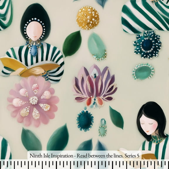 Ninth Isle Inspiration - Read Between The Lines - 100% Rayon Fabric By The Yard (Series5, Swatch(11"x11"))