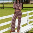thumbnail image 5 of CHUMUD Two Piece Sets for Women Pants Set Summer Vacation Outfits Long Sleeve Button Tops Trousers Lounge Matching Sets Striped Fashion Clothes Casual Going Out, 5 of 6