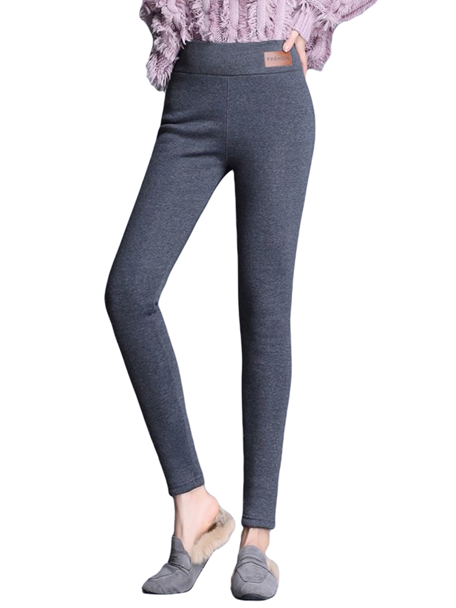 Frecoccialo Womens Winter Fleece Lined Warm High Waist Elastic Leggings Thick Cashmere Tights 