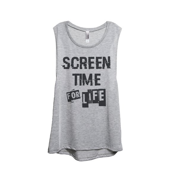 Thread Tank Screen Time For Life Women's Sleeveless Muscle Tank Top Sport Grey Small