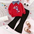 thumbnail image 2 of TOWED22 Kids Toddler Girl Clothes Print Sweatshirt Flared Pants 2Pc Outfits Set Infant Fall Winter Outfits,Dark Purple,6-7 Y, 2 of 4