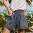 thumbnail image 2 of Bovemsi Womens Shorts Casual Summer Beach Fashion Drawstring Elastic Waist Solid Color Comfy Soft With Pockets Running Shorts, 2 of 5