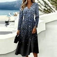 thumbnail image 5 of Womens Fall Casual Maxi Dresses Elastic Waist Wrap Crossover V Neck a Line Dress High Waist A-Line Swing Sundress, 5 of 5