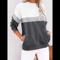 thumbnail image 4 of Sudadera Informal de Larga con Bloques de Color para Mujer, Cuello Redondo, Corte Holgado y Bolsillos. Negro M, 4 of 6