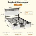 thumbnail image 3 of Resenkos Farmhouse Full Size Bed Frame with Storage Headboard, Charging Station & LED Lights, White, 3 of 12