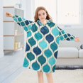 thumbnail image 5 of FORMRS Wearable Blanket Hoodie with Sleeves for Kids Cozy Flannel Sweatshirt, Blue Geometric Pattern, 5 of 7