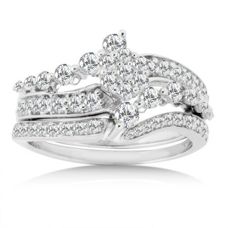 1 Carat Diamond 14kt White Gold Journey Bridal Set