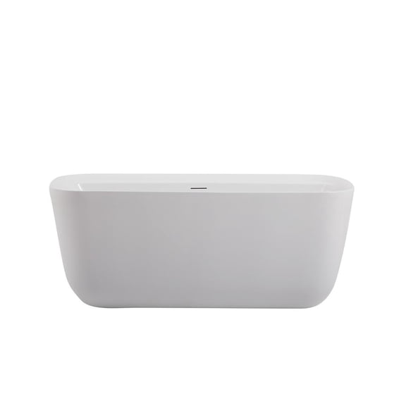 Elegant Kitchen and Bath 59 inch soaking bathtub in glossy white