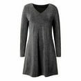 thumbnail image 5 of Womens Shirts Dresses Sequin Sparkly Bling Party Sundress Long Sleeves V Neck Midi Dress (Black M), 5 of 7