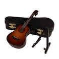 thumbnail image 1 of E-Wooden Miniature Guitar with Stand and Case Mini Musical Instrument Miniature Doll House Model Home Decoration, 1 of 7