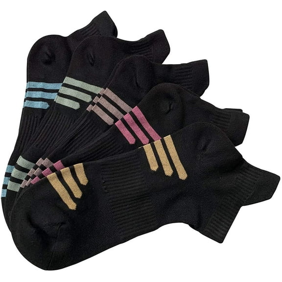 SereneSimple Women's Thin Mesh Slub Breathable Mid-Cut Socks 5-Pair (Black/Assorted1,Large)