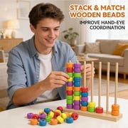 Color Matching Stacking Puzzle Game,Fast Pattern Challenge Ring Stack Puzzle with Racks,Rings,Cards,Competitive Tabletop Brain Teaser for Family Game Night