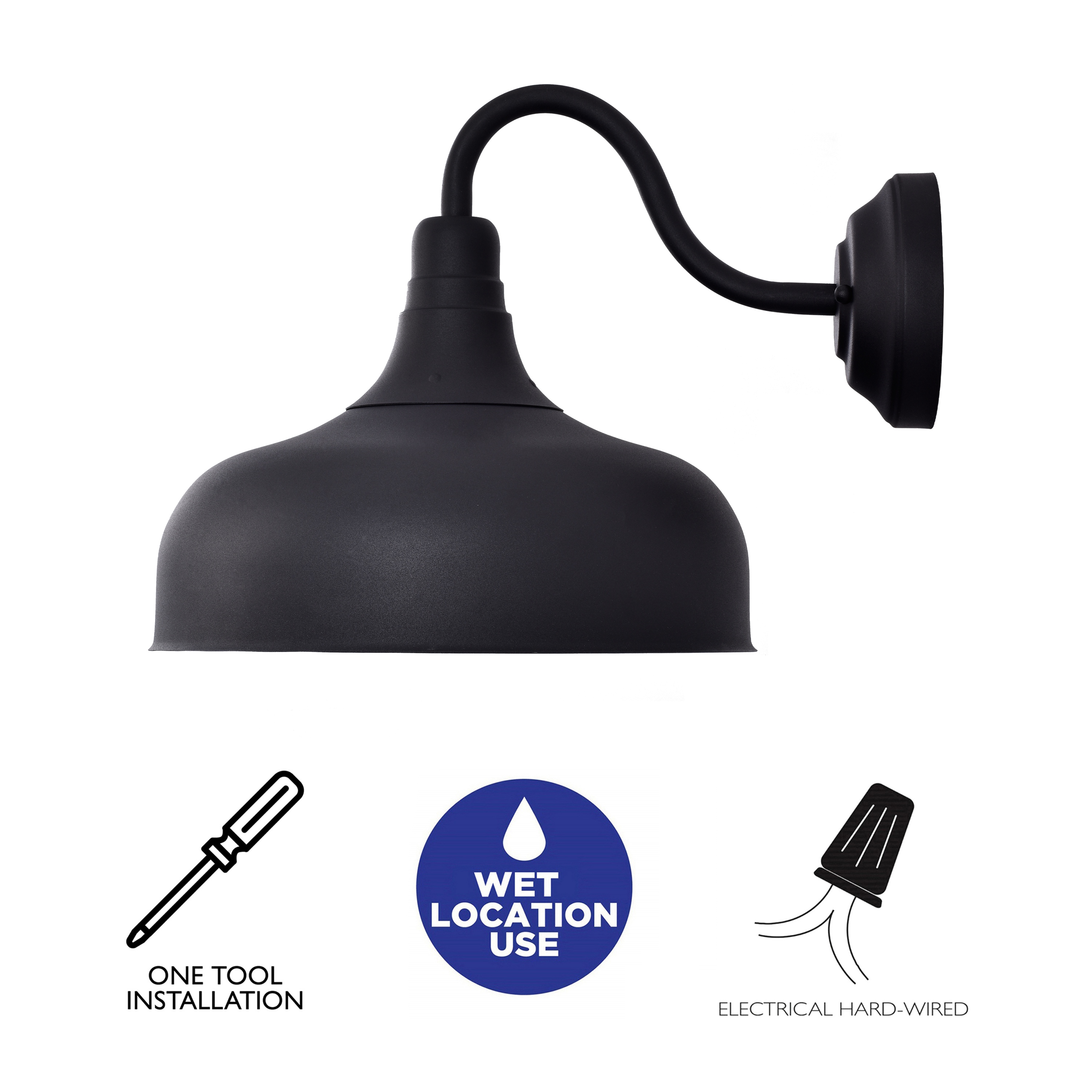C Cattleya 12W LED 1-Light Outdoor Barn Light, Wall Sconce-Matte Black