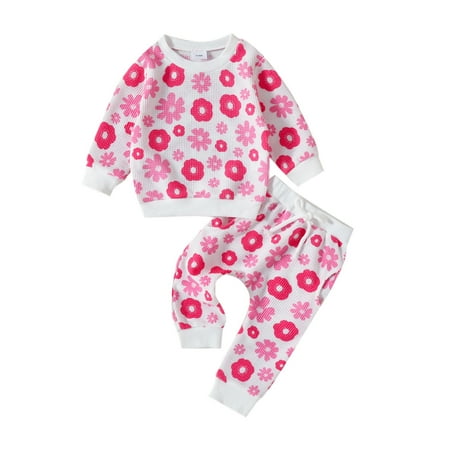

Encanto Outfits Girls Toddler Girls Long Sleeve Floral Prints T Shirt Pullover Tops Pants Outfits Cute Clothes For Girls White 6-9 Months