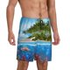 thumbnail image 2 of Balery Island And Coral Reef Pantalones cortos de pijama de punto de algodón para hombre con cinturilla y bolsillos-Medium, 2 of 6