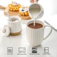 thumbnail image 4 of Hasense Ceramic Sugar and Creamer Set, Sugar Bowl with Lid and Spoon, Cream Pitcher, Cute Coffee Serving Set for Wedding Gift and Home Decor, Dishwasher Safe, White, 4 of 7