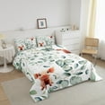 thumbnail image 3 of Kawaii Pig Comforter Set Cartoon Animal Bedding Set, Eucalyptus Leaves Down Comforter Farm Wildlife Bed Set, Tropical Botanical Plants Quilted Duvet, 3 of 6