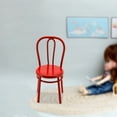 thumbnail image 2 of 1/24 Metal Craft Dollhouse Miniature Dining Chair Furniture Back Chair Red, 2 of 6