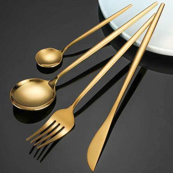 GOOHOCHY 12Pcs Stainless Steel Tableware Set Cutlery Kit Gifts (Golden)