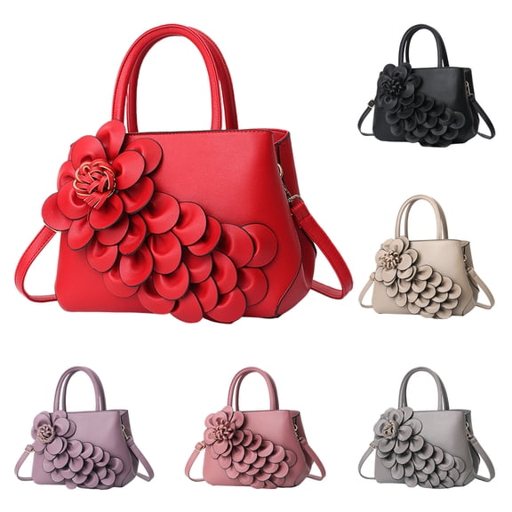 Faraee Small Purse and Handbag for Women Flower Leather Ladies Top Handle Satchel 2026 Fashion Shoulder Crossbody Tote Bags Black