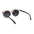 thumbnail image 4 of Womens Designer Fashion Round Keyhole Horn Rim Plastic Sunglasses Black Gold Smoke, 4 of 4