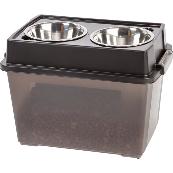 Cuencos elevados para perros IRIS USA con almacenamiento para perros grandes