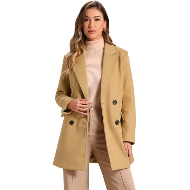 INSPIRE CHIC Manteau Trench Long à Revers Cranté à Double Boutonnage avec Ceinture pour Femme
