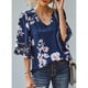 thumbnail image 1 of Blusa de gasa con estampado floral, blusa de gasa con mangas acampanadas Blusa de gasa con mangas acampanadas Blusa de gasa con mangas Eficiencia maximizada, 1 of 6