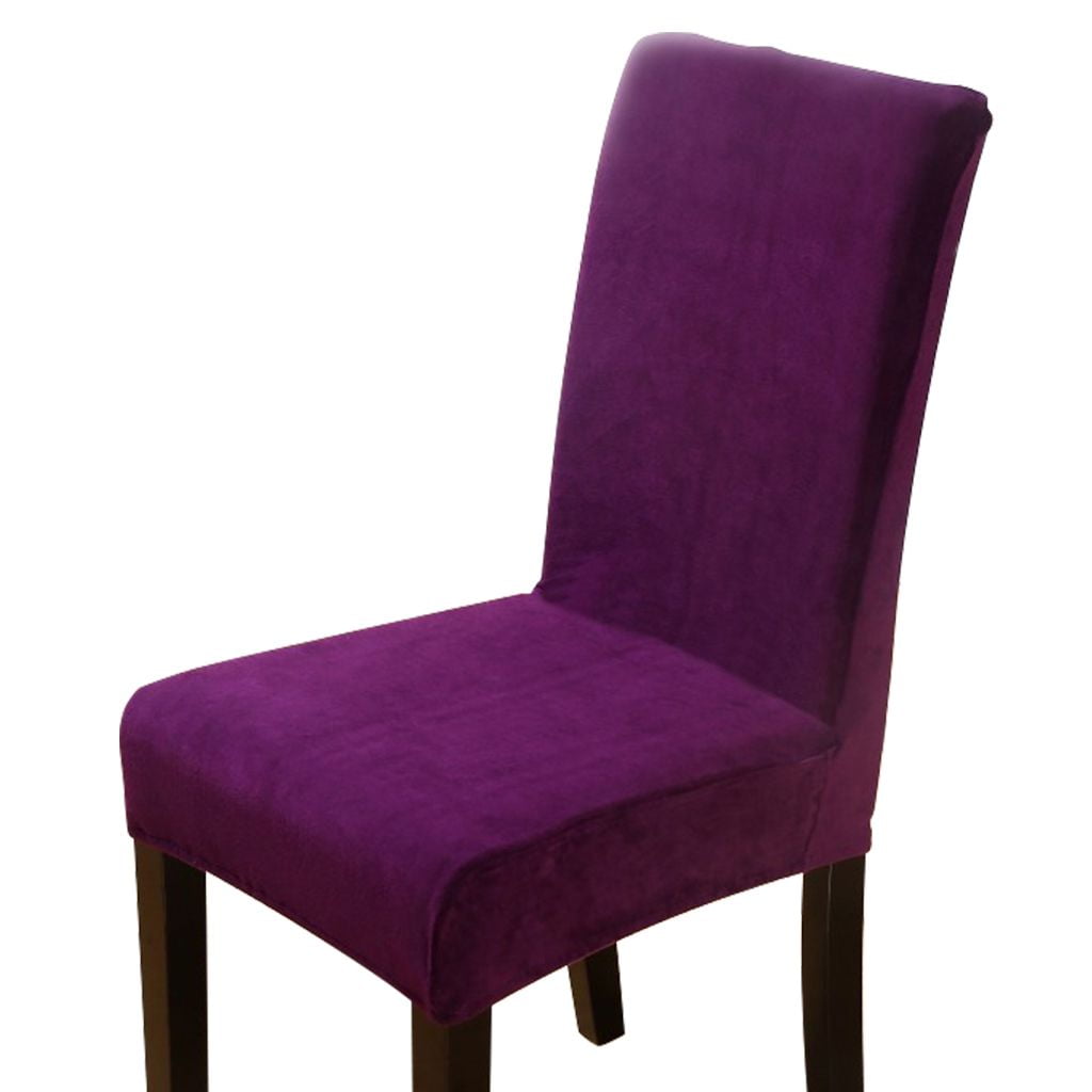 Stretch Purple Dining Chair Seat Cover, Velvet Chair Cushion Protector With  Tie in 2023