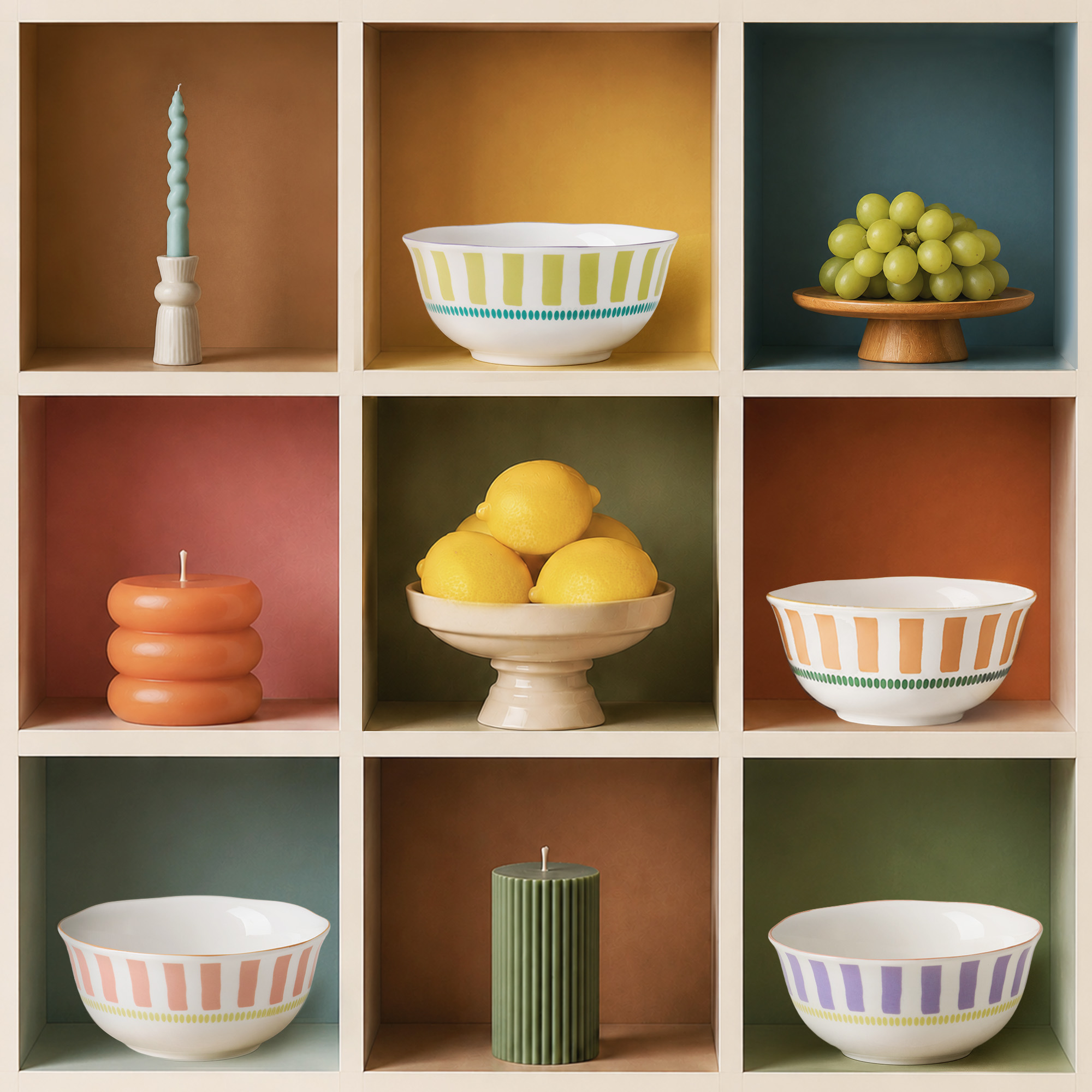 Carote 4-Piece Ceramic Cereal Bowl Set, Orange photo 3