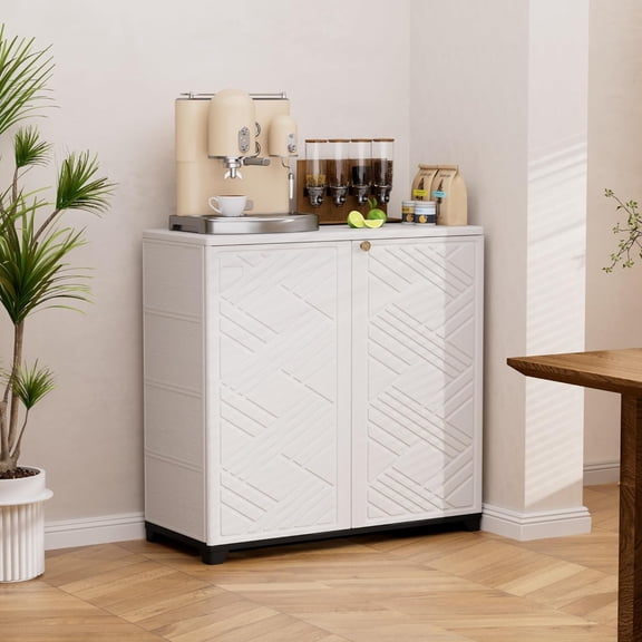 Outdoor Storage  Waterproof Resin Deck Box with Shelf for  Garden Backyard - White