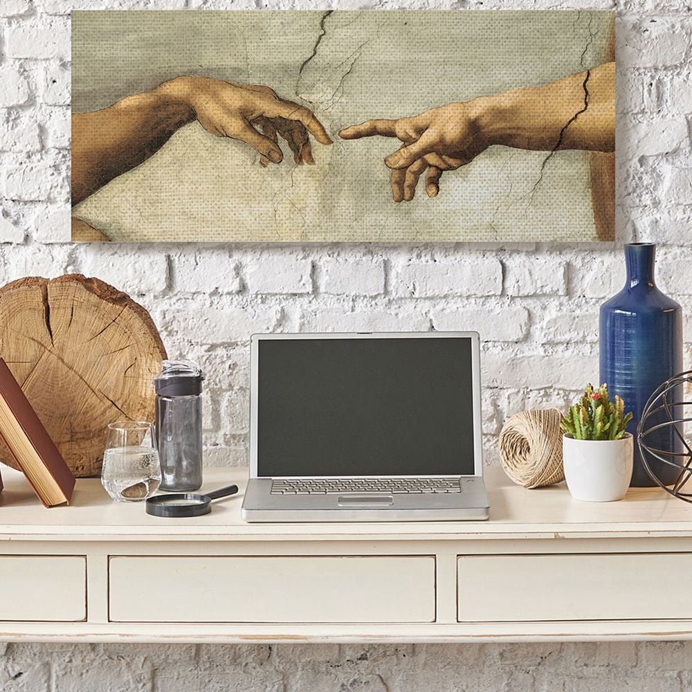Stupell Industries Hands of The Creation Of Adam Religious Painting Canvas Wall Art by Michelangelo