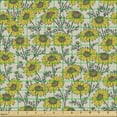 thumbnail image 2 of Ambesonne Yellow Fabric by the Yard Upholstery, Vintage Chamomiles Pattern, 1 Yard, Grey Yellow, 2 of 5