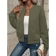 thumbnail image 6 of Eternatastic Women's Outerwear Bomber Jacket Zip Up Long Sleeve Baseball Varsity Casual Jackets Stand Collar, 6 of 7