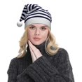 thumbnail image 5 of Wukai Navy Blue And White Stripes Red Velvet Santa Claus Hat,Christmas Hat For Boys Girls Child Infant,Knitted Beanie Hat Colorful Flashing Holiday Xmas Christmas Party Supplies, 5 of 6