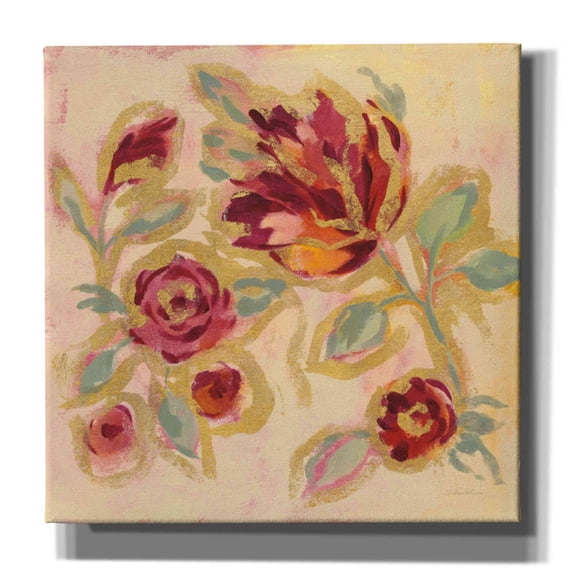 Epic Graffiti 'Gilded Loose Floral II' by Silvia Vassileva, Canvas Wall Art, 12"x12"