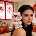 thumbnail image 5 of Chinese New Year Lion Dance Figurine - Pink - Cute Desktop Ornament for Luck, Fortune & Sweet Home Decor (20cm), 5 of 5
