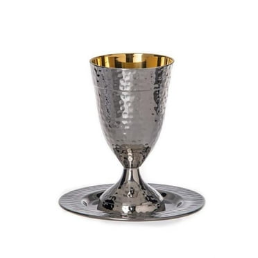 Legacy Fine Gifts & Judaica 11523 5 x 4.5 in. Stainless Cup with Tray Gold Inside
