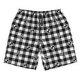thumbnail image 4 of Bixox Men's Anchor Black Tartan Plaid printing Casual Classic Fit Short Summer Beach Shorts, 4 of 6