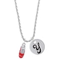 thumbnail image 1 of Delight Jewelry Silvertone 3-D Red Running Shoe Silvertone Script Initial Disc - Y - Charm Necklace, 20"+3", 1 of 4