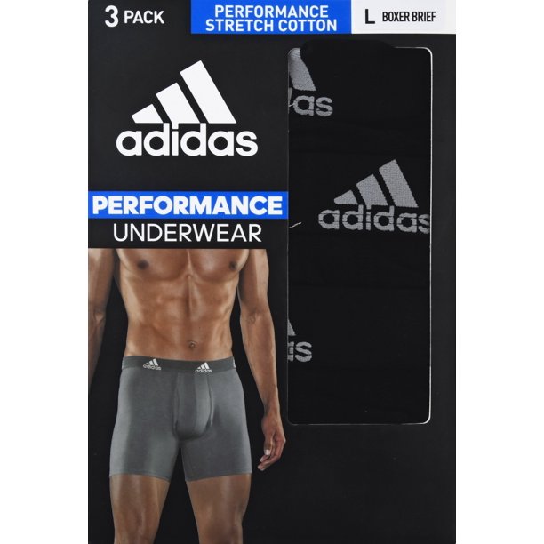 Adidas Men's Stretch Cotton Boxer Tagless Underwear (3-Pack) - Black -