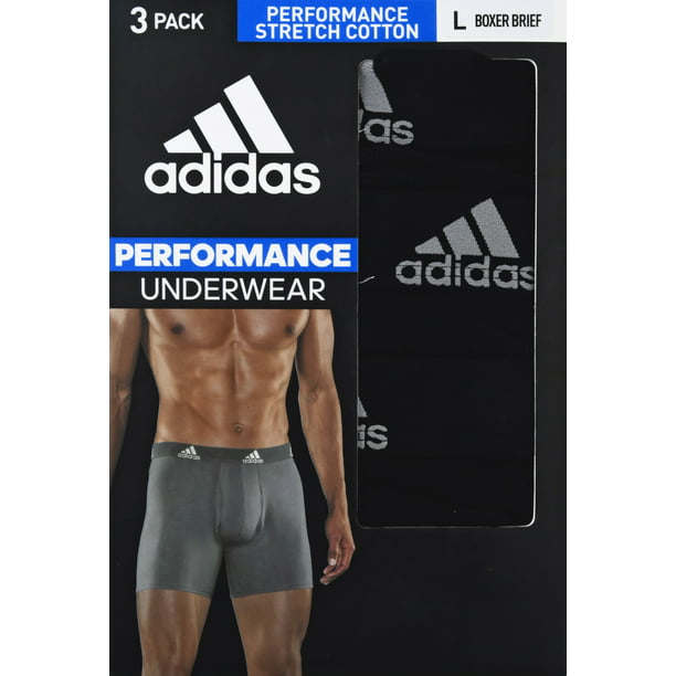 Adidas Men's Stretch Cotton Boxer Brief Tagless (3-Pack) - Black Walmart.com