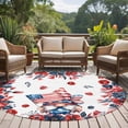 thumbnail image 4 of Independence Day Round Area Rug 6Ft Washable Circle Rugs for Bathroom Office, Gnomes American Flag Red Blue Flowers Non-Slip Carpet Floor Mats Indoor Outdoor Carpet Runner Aesthetic Home Decor, 4 of 8