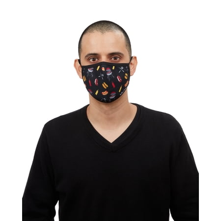 MeMoi BBQ Grilling Fashion Face Covering with 5-Layer Filter Inserts, Adult One Size, Black