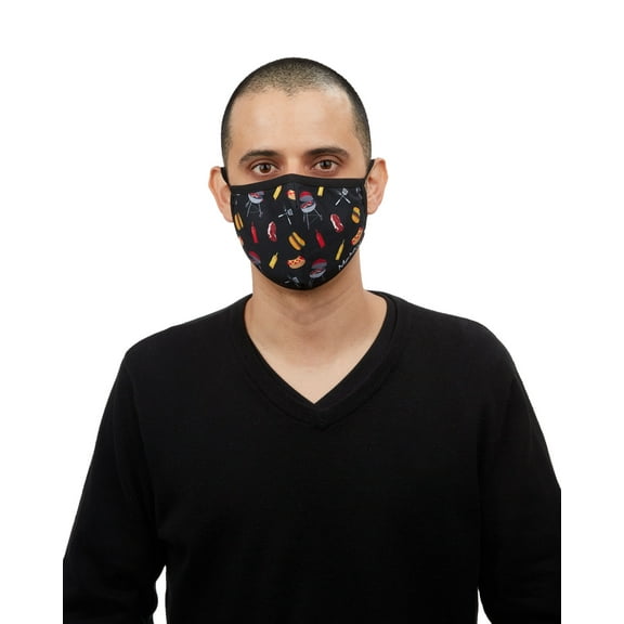MeMoi BBQ Grilling Fashion Face Covering with 5-Layer Filter Inserts, Adult One Size, Black